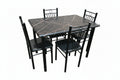 Mandy 5PCS Metal Dining Set – Marble-Look MDF Top + Iron Base