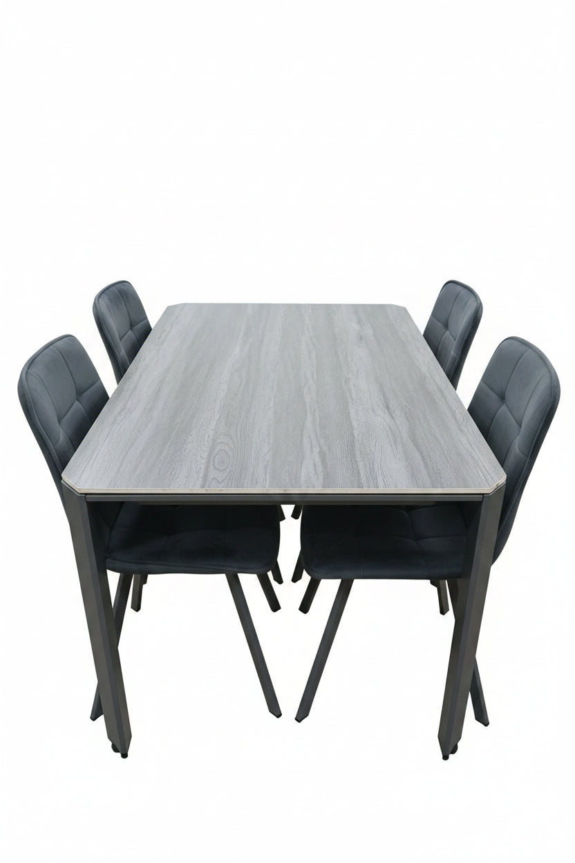 Diana 5PCS Metal Dining Set – Sintered Stone Top, Grey (140 x 80 x 75cm)