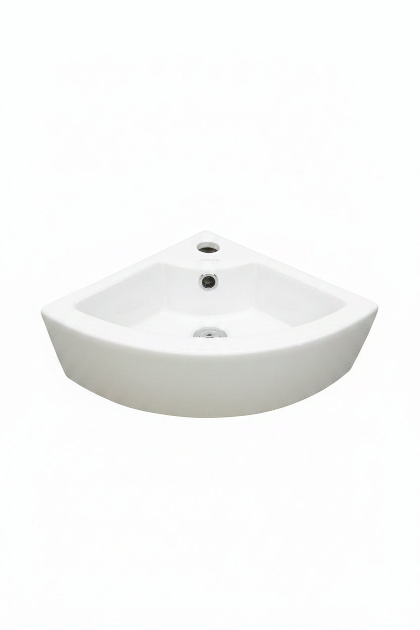 Nakita Corner Wall-Mount Wash Basin – White
