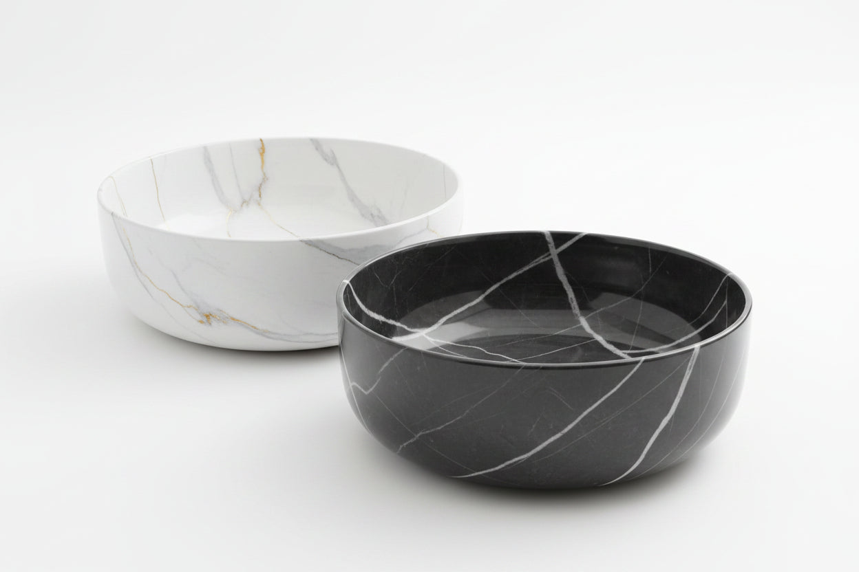 Ceramic Countertop Basin – Grey Marble Look