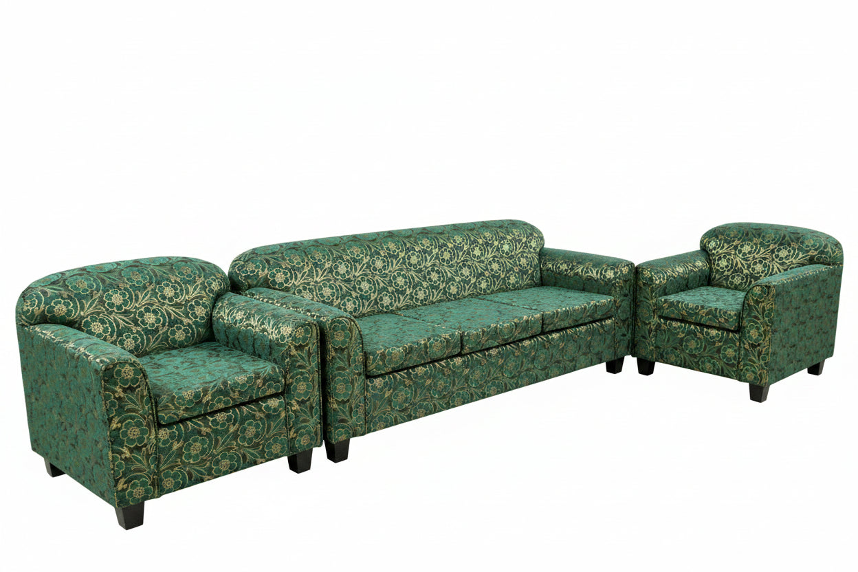 Sofa Club Set 3+2+1 – Emerald Green Floral