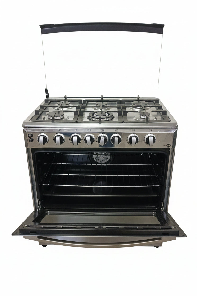 KitchenMate 6-Burner Freestanding Gas Stove 90cm – Stainless Steel