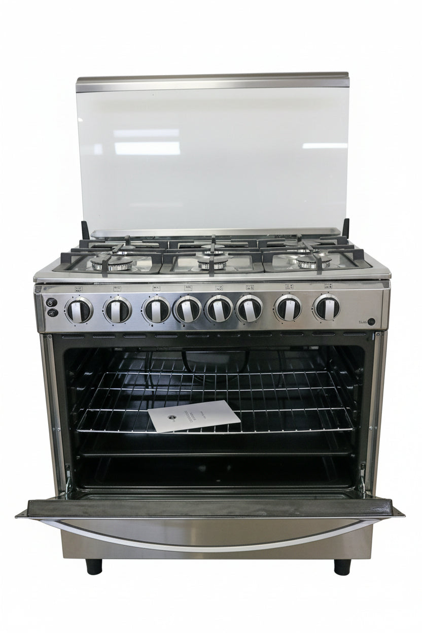 KitchenMate 6-Burner Freestanding Gas Stove 90cm – Stainless Steel