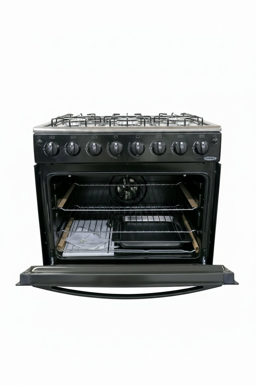 MODYL 6-Burner Gas Stove with Oven – Black