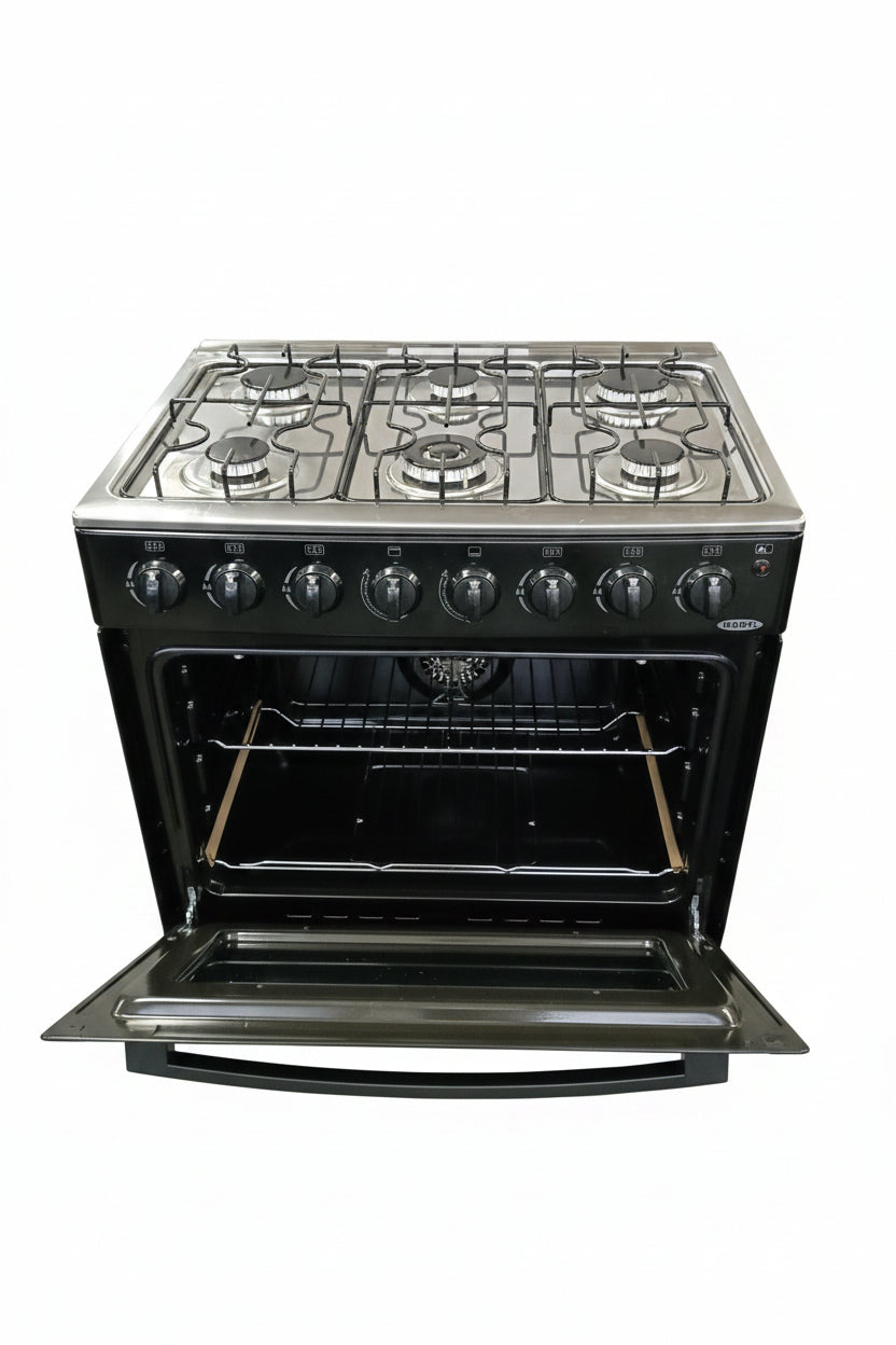MODYL 6-Burner Gas Stove with Oven – Black