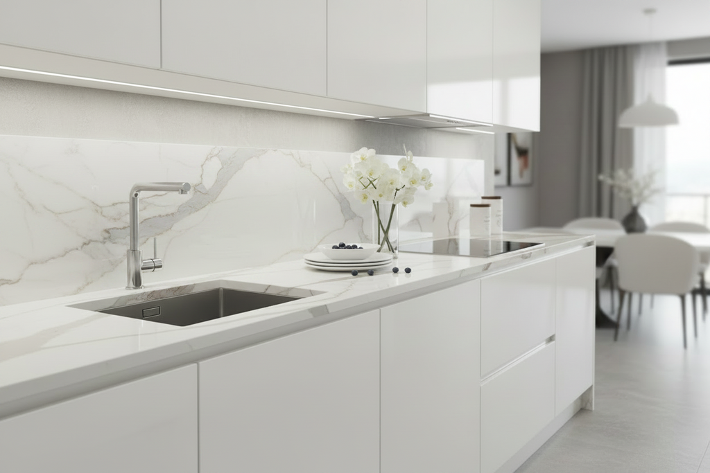 Quartz Benchtop Slab – White, 2400 x 800 x 20mm
