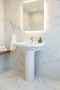 Pedestal Wash Basin White Ceramic — Classic